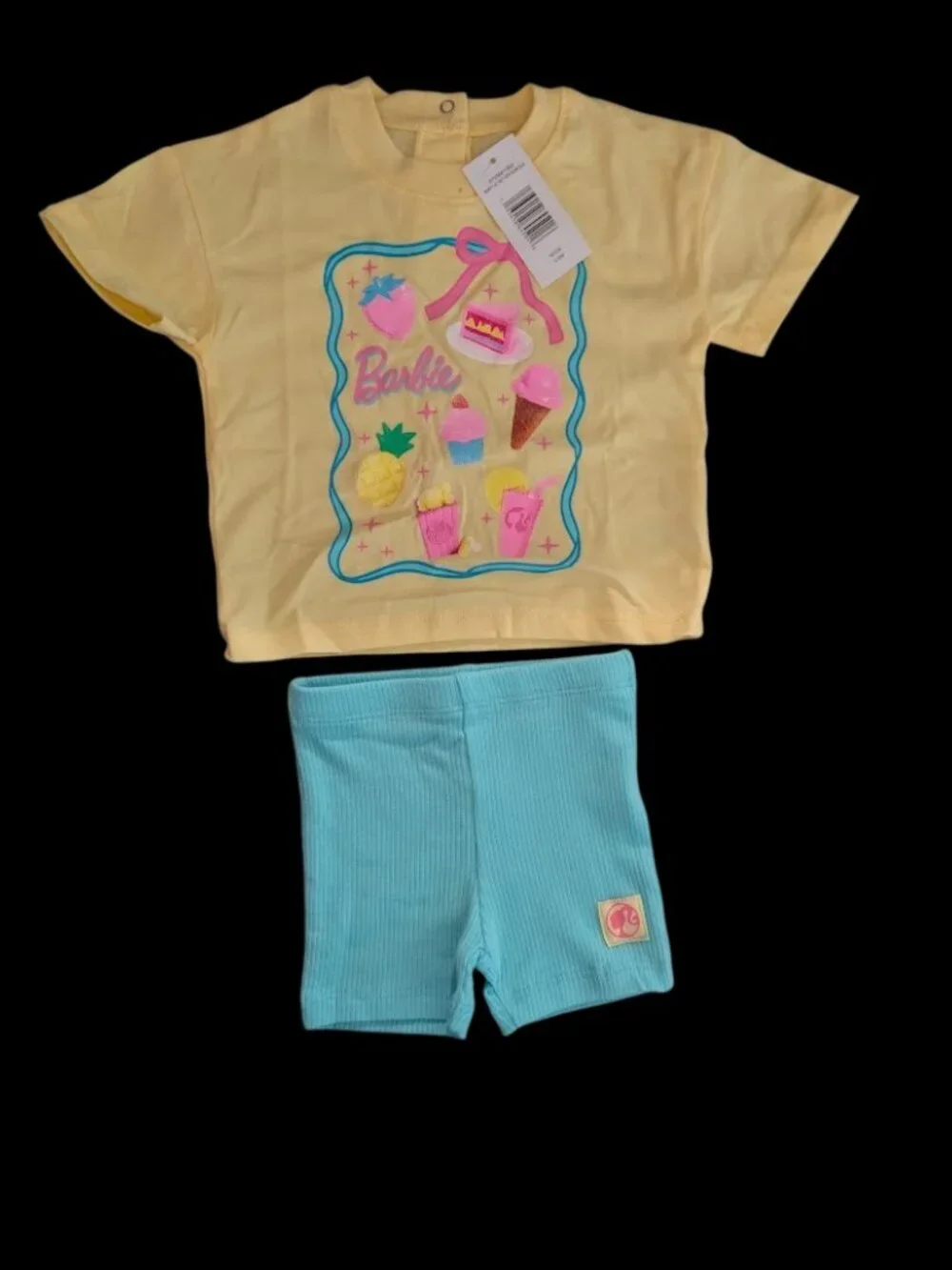 Barbie Baby Girls Graphic Tee & Bike Shorts 2‑Piece Set